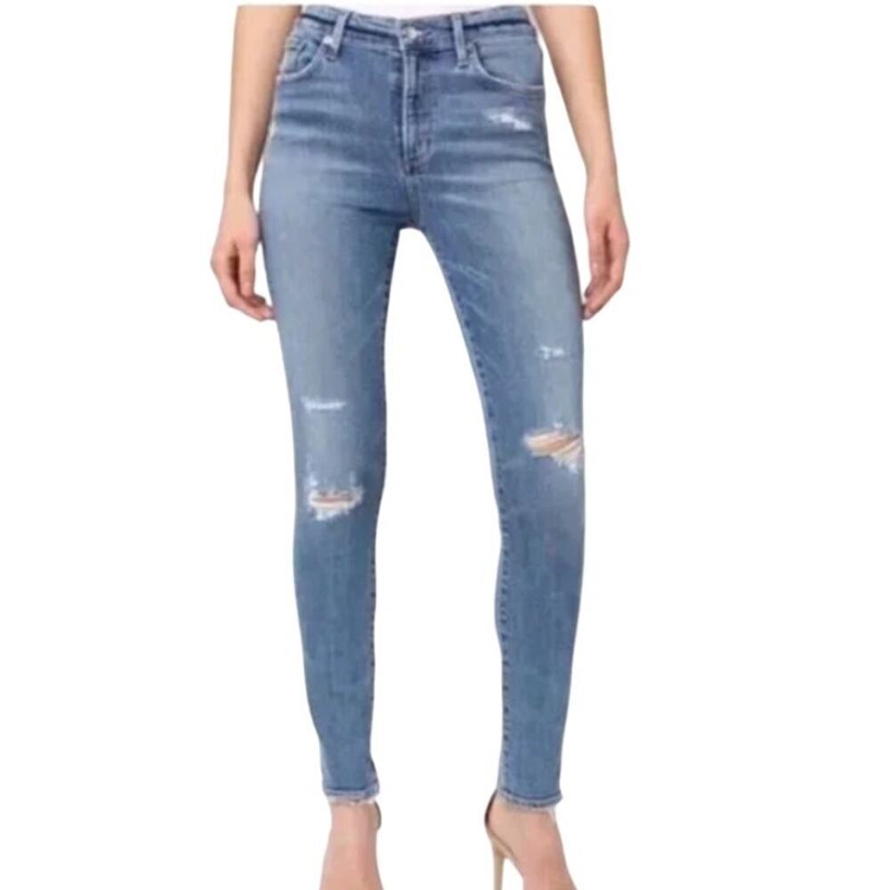Agolde Sophie High Waist Distressed Skinny Jeans Beyond Blue Women 27
